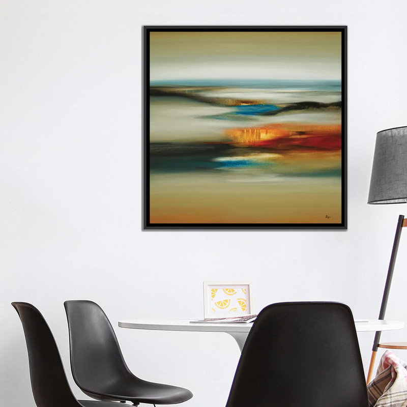 «Calm Scape», reproduction sur toile, H 18 po x l 18 po x P 1,5 po, Toile avec cadre flottant noir, Pas de tapis