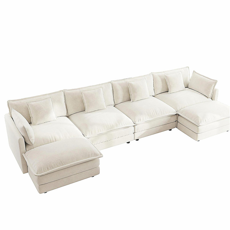 Canapé Comfort U, H 33 po x l 146,8 po x P 34,2 po, Blanc