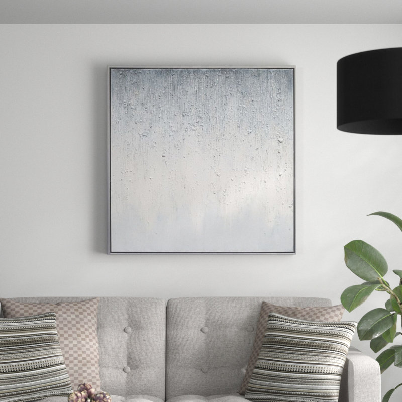Stardusk - Cadre flottant, reproduction de peinture acrylique sur toile, 40 po x 40 po, Argent