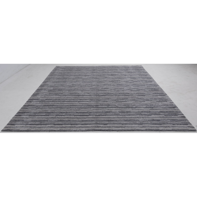 Handmade Cotton and Silk Striped Area Rug