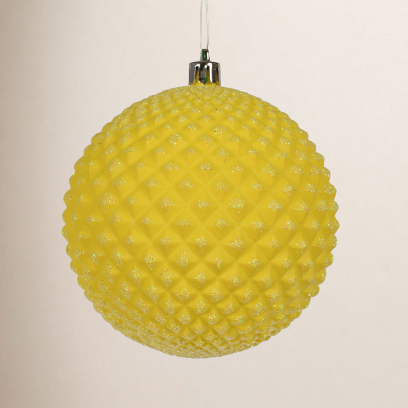 Ornement boule Durian Glitter, Jaune