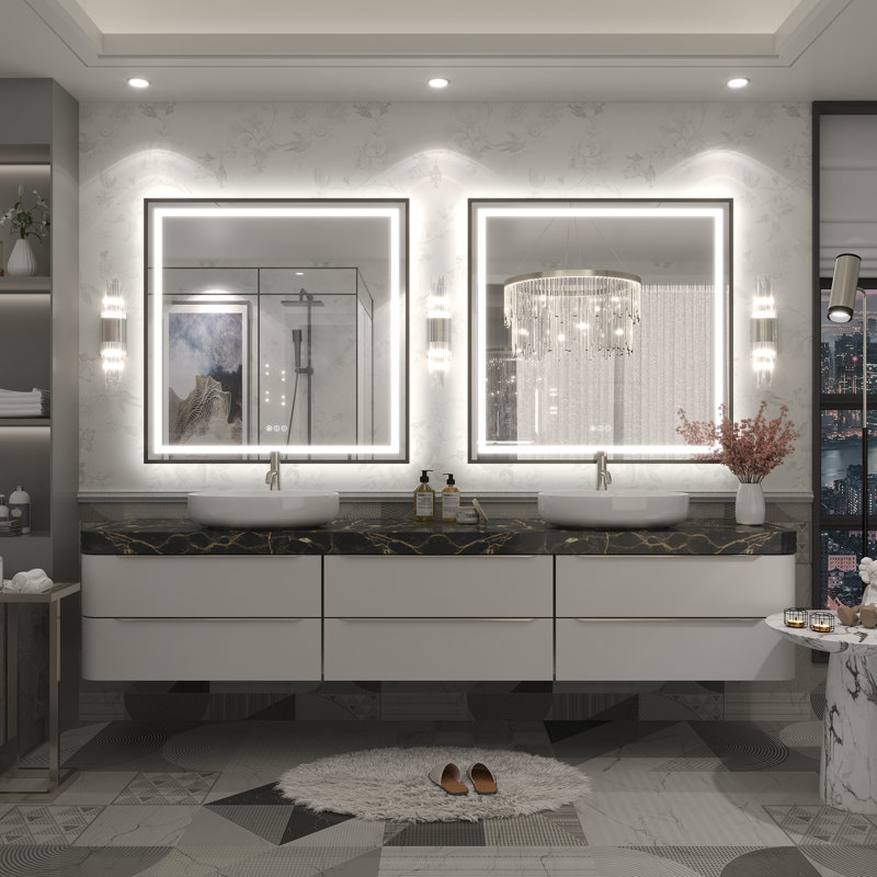 Miroir de salle de bain Molly Framelss, 36 po x 36 po, Noir