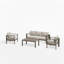 Ensemble de mobilier de patio moderne en métal 4 pièces toutes saisons, canapé de conversation 5 places avec coussins beiges épais et structure kaki et table basse-859833412