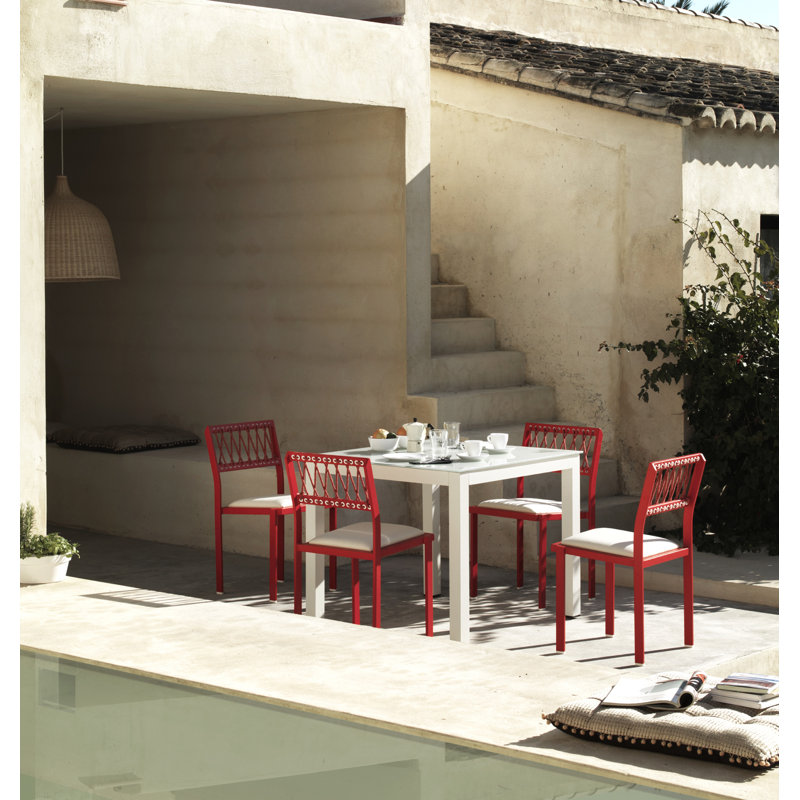 Almon Square Glass Metal Outdoor Dining Table - 90 cm W 90 cm D