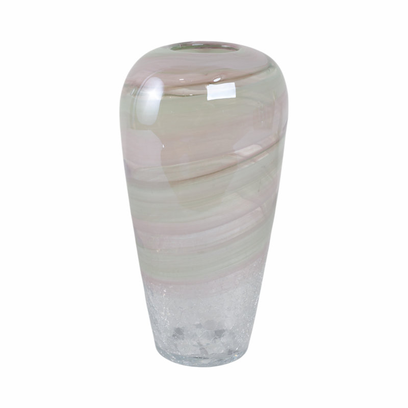 Ahmid Modern Handcrafted Glass Decorative Vase with Sleek Tapered Silhouette and Artisanal Swirl Design for Contemporary Interior Style Accent Display Decor