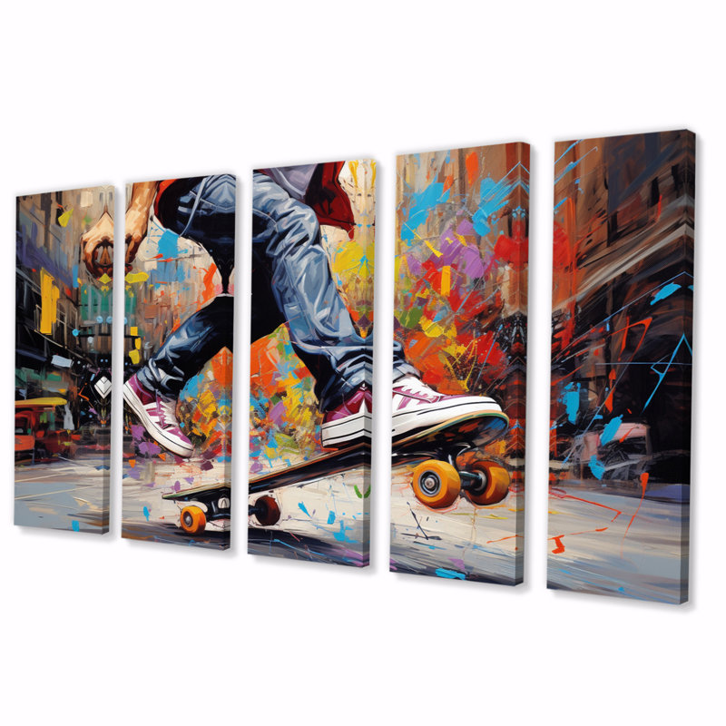 Skateboard Street Fusion sur toile, reproduction de 5 pièces