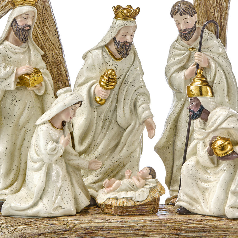 13" Resin Creche With Nativity