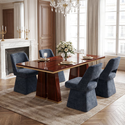 Chaise de salle à manger pivotante moderne en chenille avec dossier ajouré