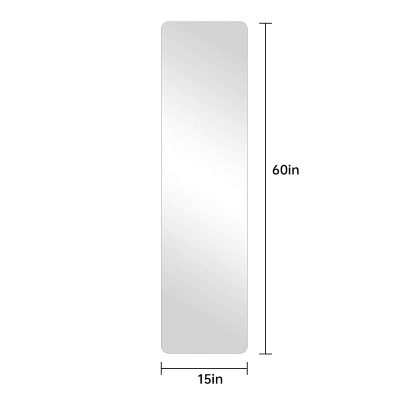 Miroir pleine grandeur, miroir mural avec coin rond, miroir pour chambre à coucher de salon, 59,05 po x 14,96 po