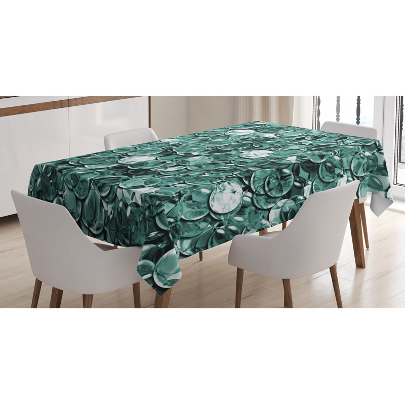 Nappe ambesonne perles, cristal transparent, pièces de pièces de ballons ne terminant pas objets liquides impression de conception monochrome, housse de table rectangulaire pour décoration de cuisine de salle à manger, 60 po x 90 po, bleu