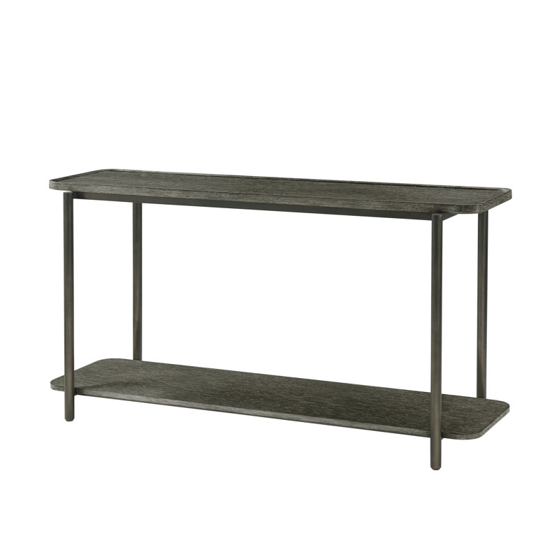 Repose 60'' Solid Wood Top Console Table, Charcoal Oak