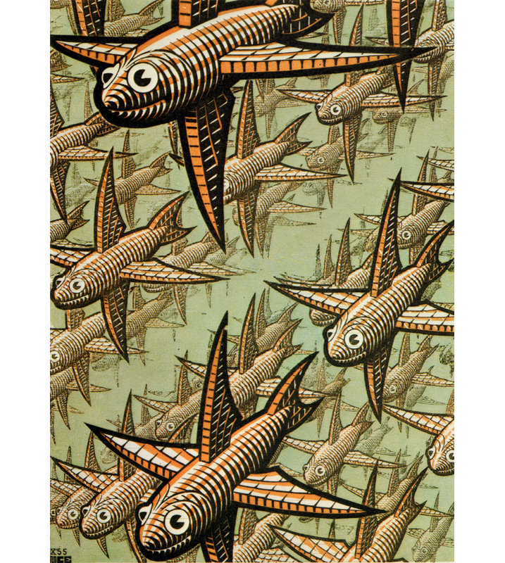 Profondeur par M.C.Escher, toile tendue avec châssis, H 40 po x l 28 po