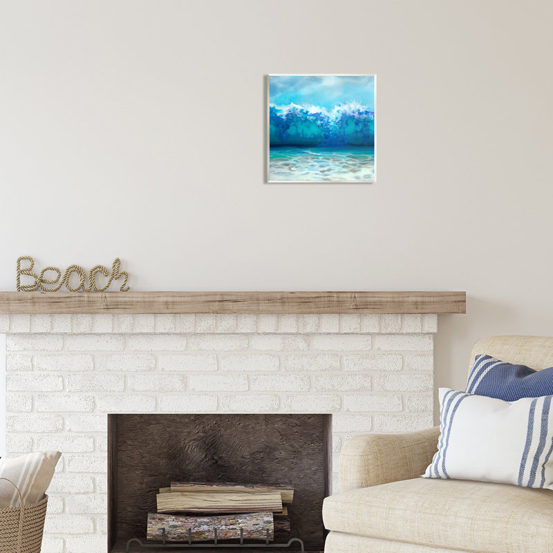 Au-492-Giclée abstraite, vagues de raz de marée sur la plage, peinture, Mdf, L 12 po x H 12 po x P 0,5 po
