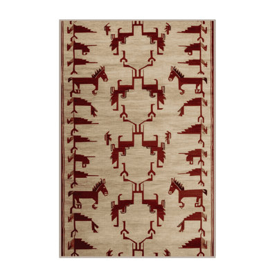 Machine Washable Art Deco Brown Area Rug