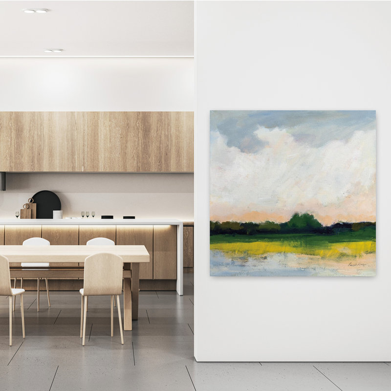Matinée contemporaine de juillet avec art noir et bleu, H 48 po x l 48 po