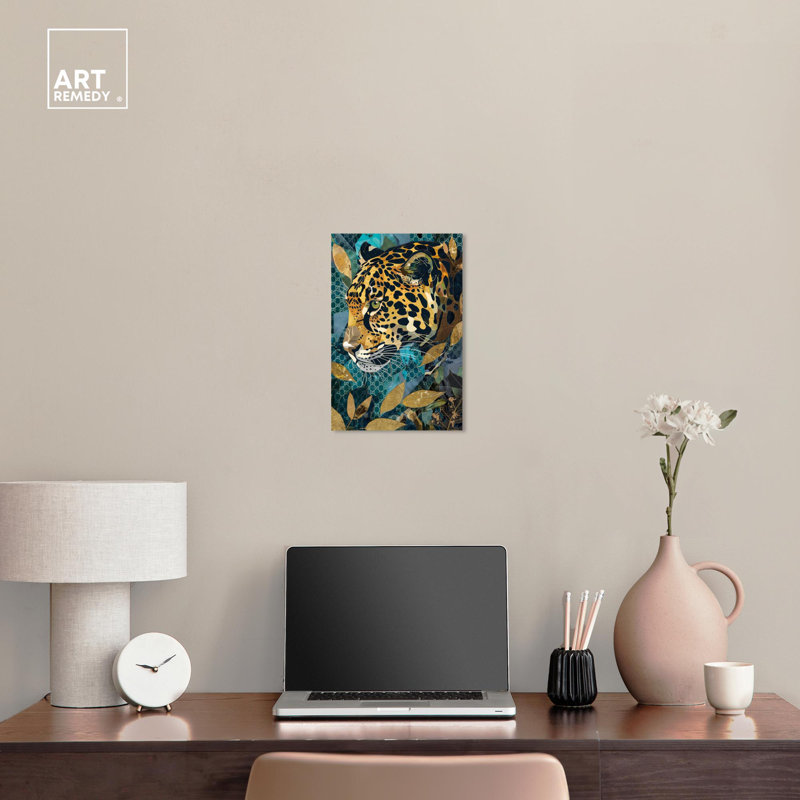 Miami Inspired Cheetah Canvas Art Print with Gold Accents