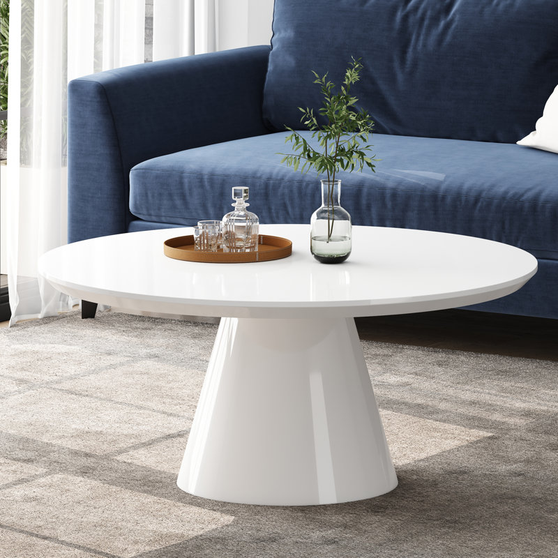 Table basse ronde moderne blanche Lippa, Blanc