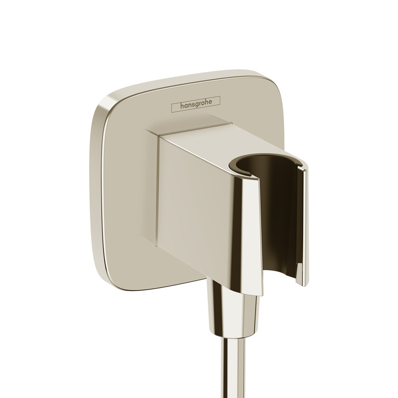 Prise murale avec douchette hansgrohe FixFit Q, Nickel poli