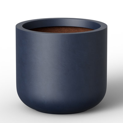 Concrete 14in. Medium Round Granite Gray Flower Planter Enhanced Interior Indoor Outdoor Plant Pot with Drainage Hole