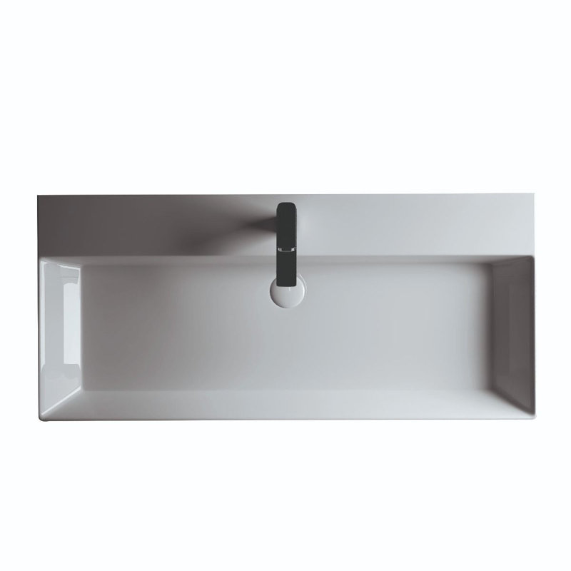 23.6'' L Bathroom Sink, Single Hole, Gloss White