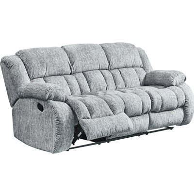 Grey Reclining And Collection, 100% Fabric Wood, Manual System, Oversized Padded , Rolled Front Chaise, Fixed Cushions, Extra , Smooth Gliding For Living Room Gray - Fabric, Wood Base, Recline