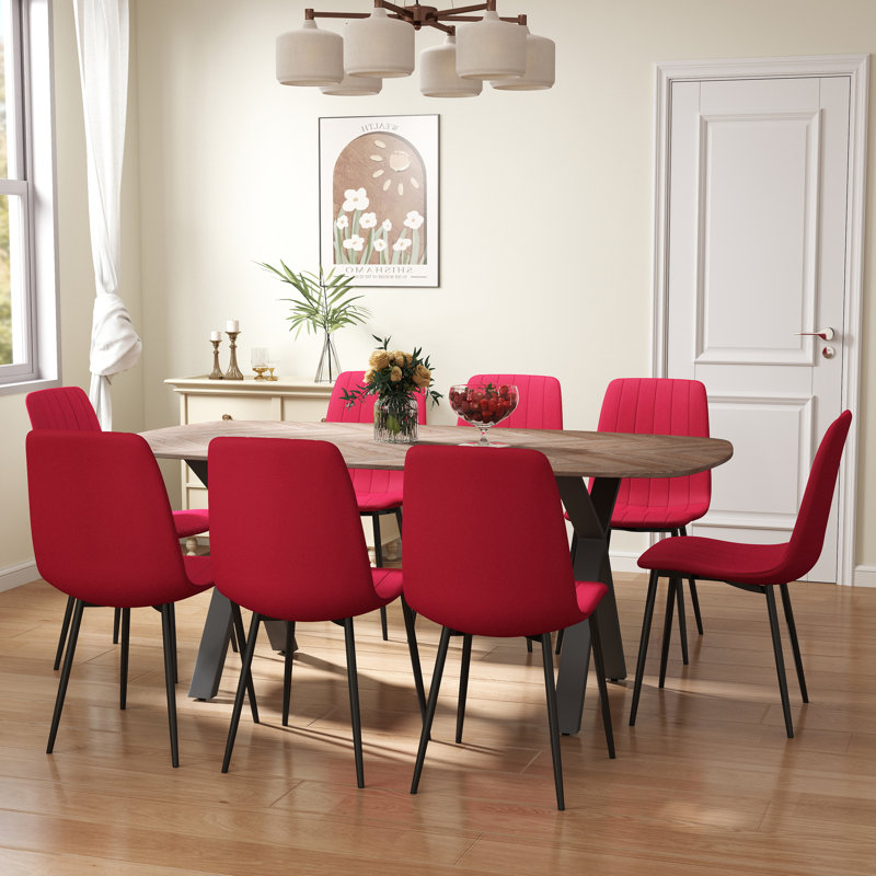 Ensemble de table de salle à manger rectangulaire 71 po, Beige, 9