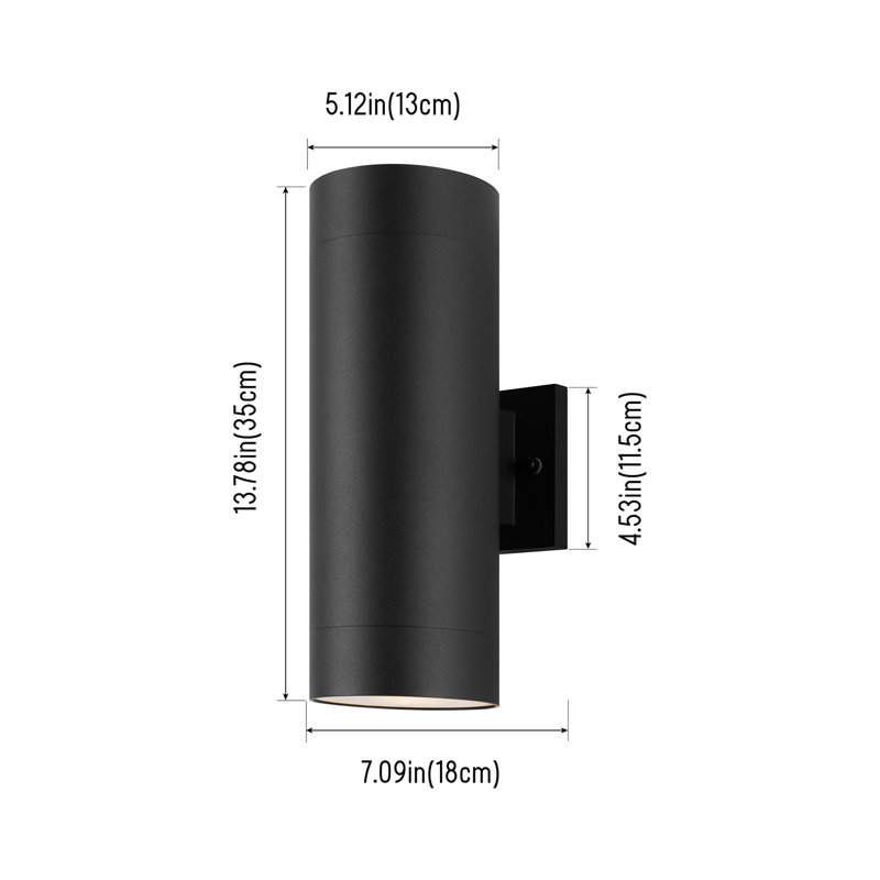 Raley 2- Bulb Outdoor Wall Lantern, Matte Black, 13.78" H x 5.12" W x 7.09" D