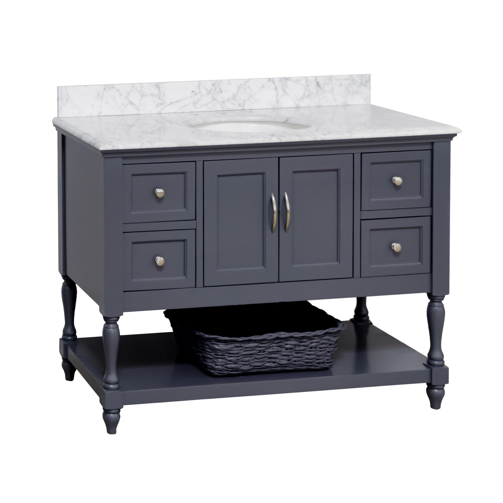 48'' Single Bathroom Vanity, Charcoal Gray, Carrara Marble