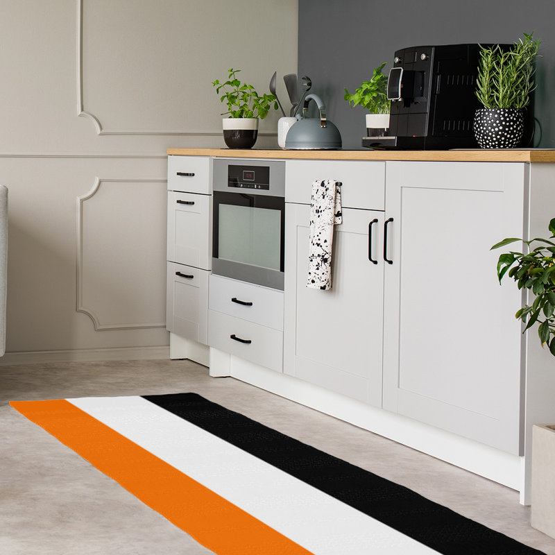 Tapis orange/noir, Tapis de couloir 2 pi 6 po x 8 pi