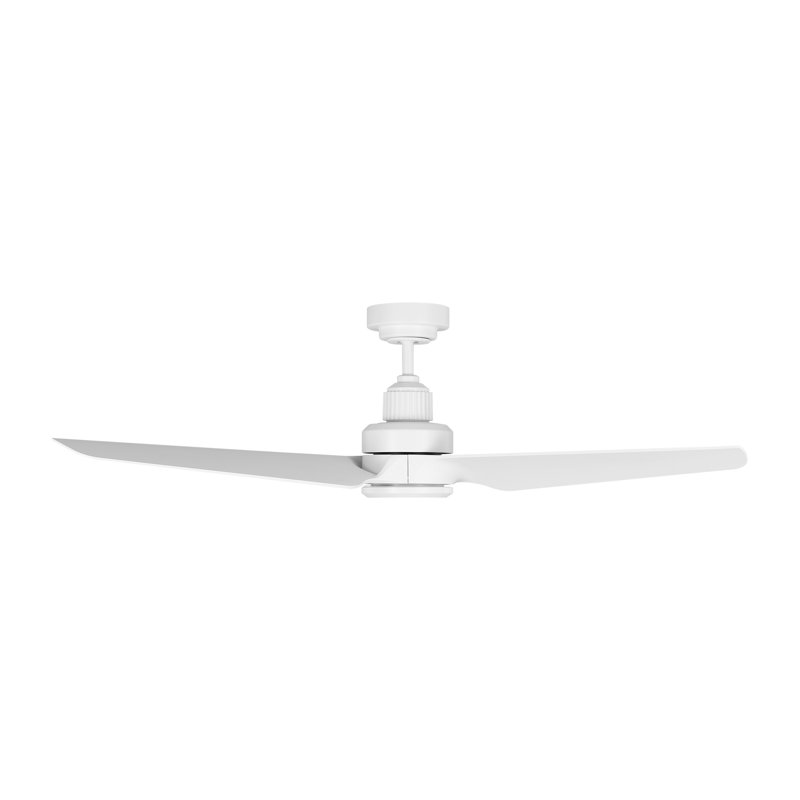 Smart LED Downrod Ceiling Fan, Matte White