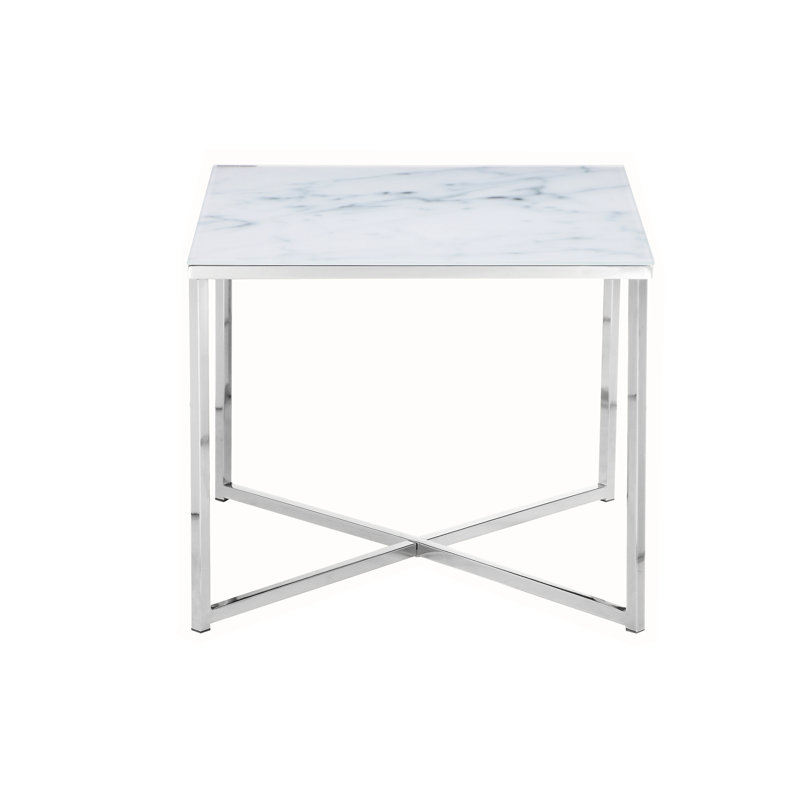 Jarratt End Table, White, Chrome