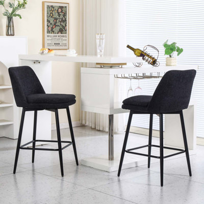 Ensemble de 2 tabourets de bar pivotants à hauteur de comptoir pivotant à 360 ° avec dossier et pieds en métal
