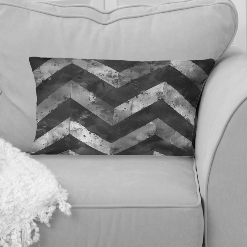 Coussin lombaire transitionnel noir et gris à chevrons II