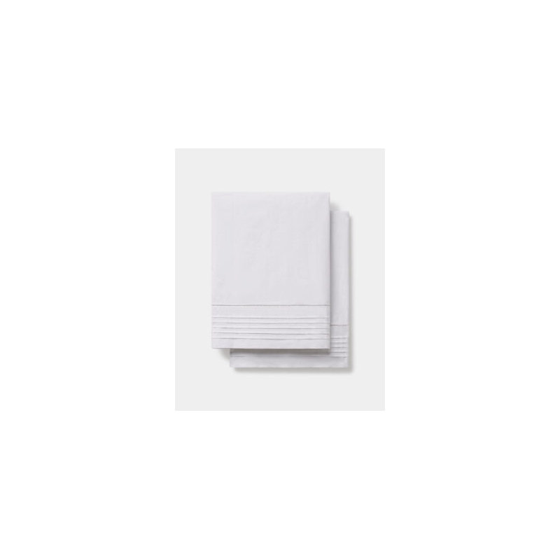 Mason White Cotton Percale Pillowcase Set, Standard Pillowcase
