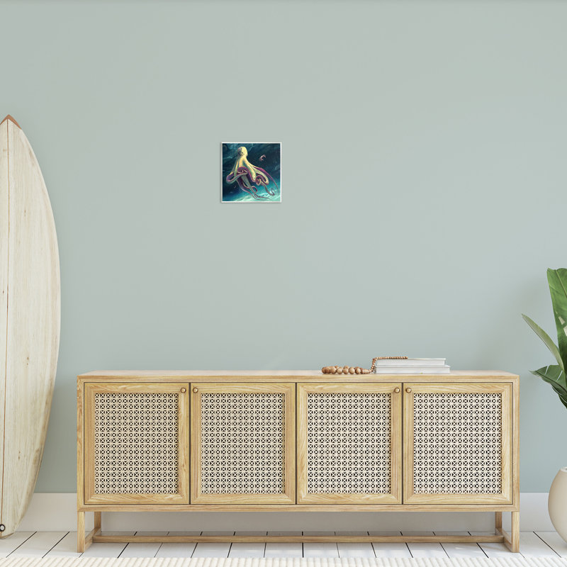 "Deep Water Octopus", art mural sur bois