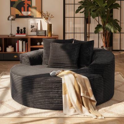 Méridienne ronde de 58,28 po avec 3 coussins décoratifs
