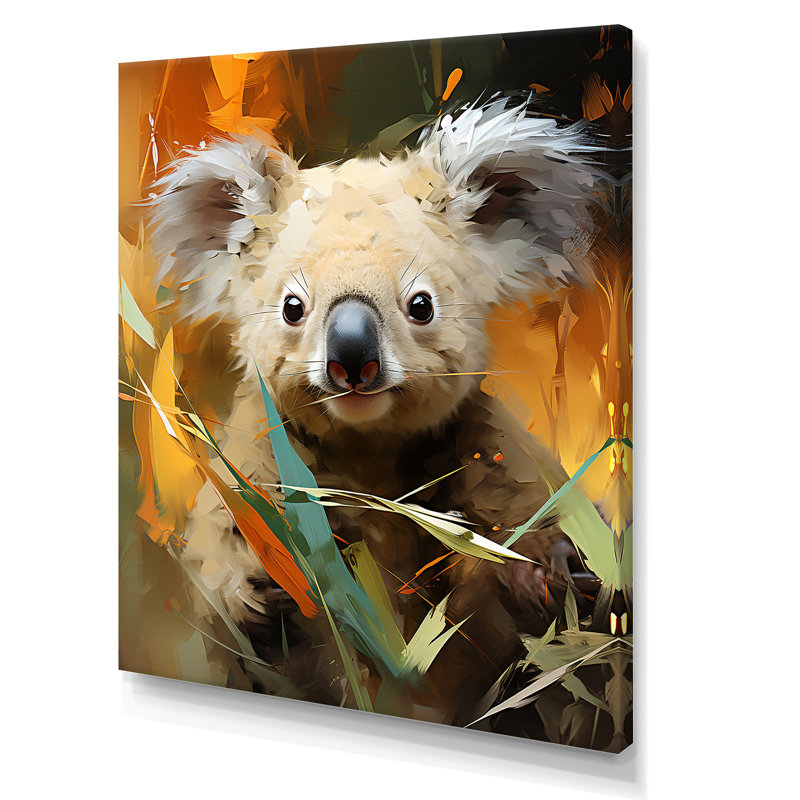 Koala Bush Retreat 1 - Koala Animal, art mural, Toile tendue, H 44 po x l 34 po x P 1,5 po