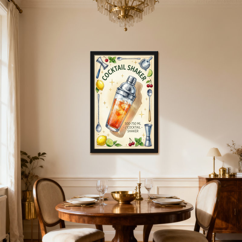 Shaker à cocktail avec fruits et outils, H 18 po x l 12 po, Toile tendue, Ne s’applique pas