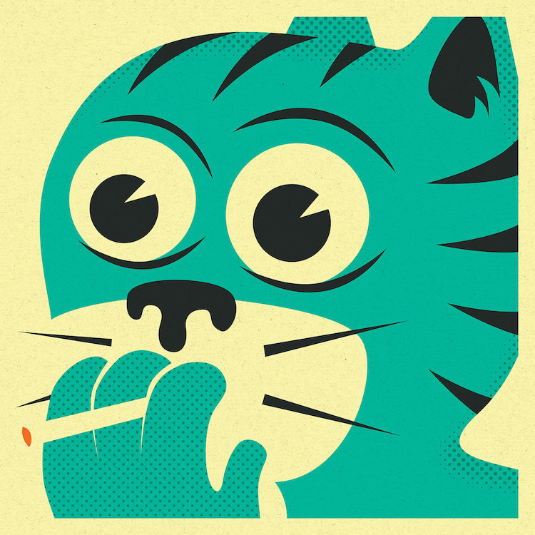 « fumer chat », impression sur toile, H 12 po x l 12 po x P 1,5 po