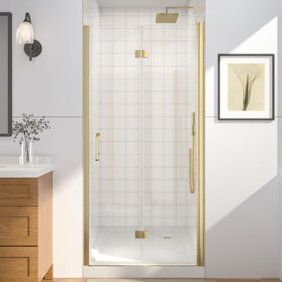 36-38 in.W x 72 in.H Bifold Frameless Glass Shower Door, Folding Frameless Shower Door