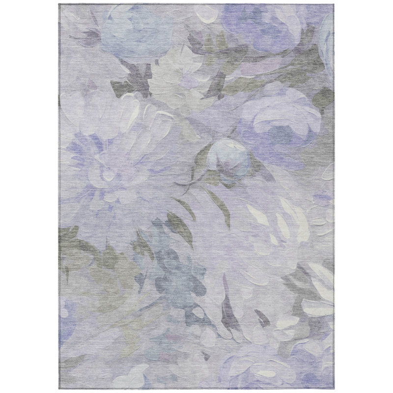 Machine Washable Indoor/Outdoor Jenning ACN2264 Floral Rug, Rectangle 8' x 10'