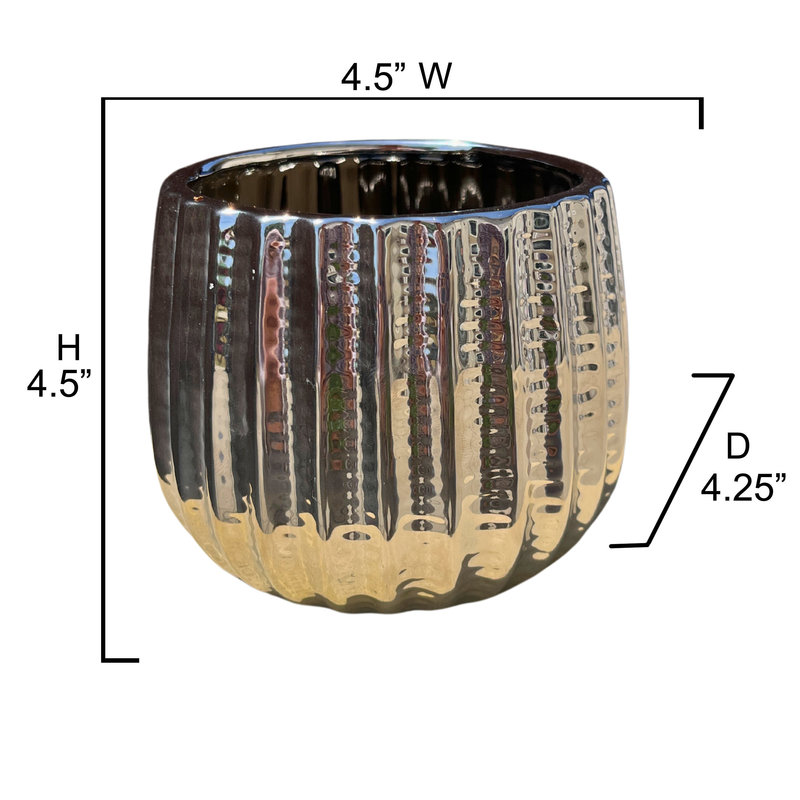 4" Ceramic Houseplant Ceramic Pot, Decorative Planter, Chrome