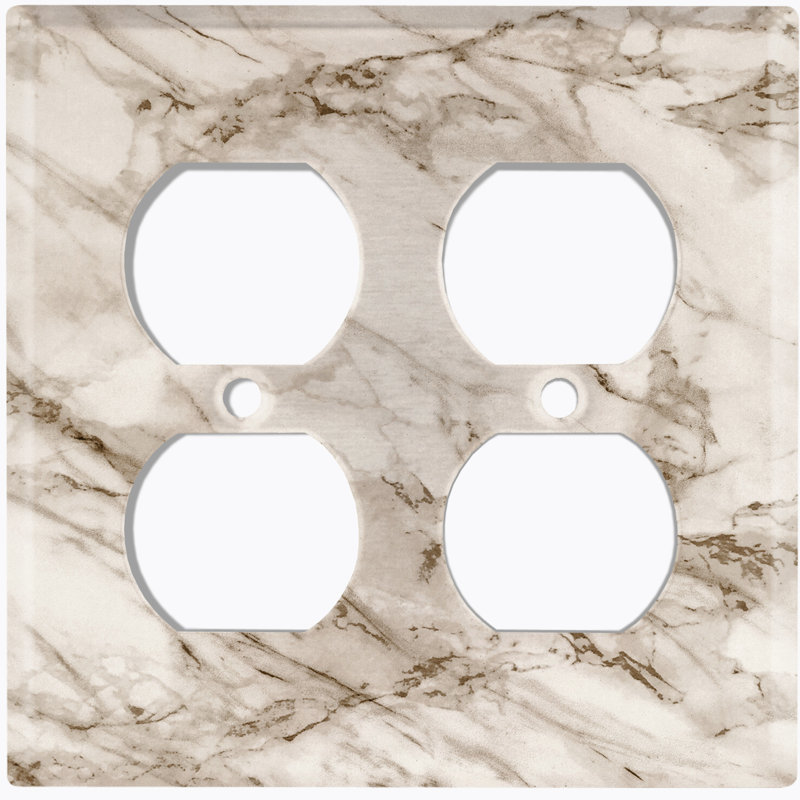 Plaque murale 2 prises doubles, Beige / Blanc