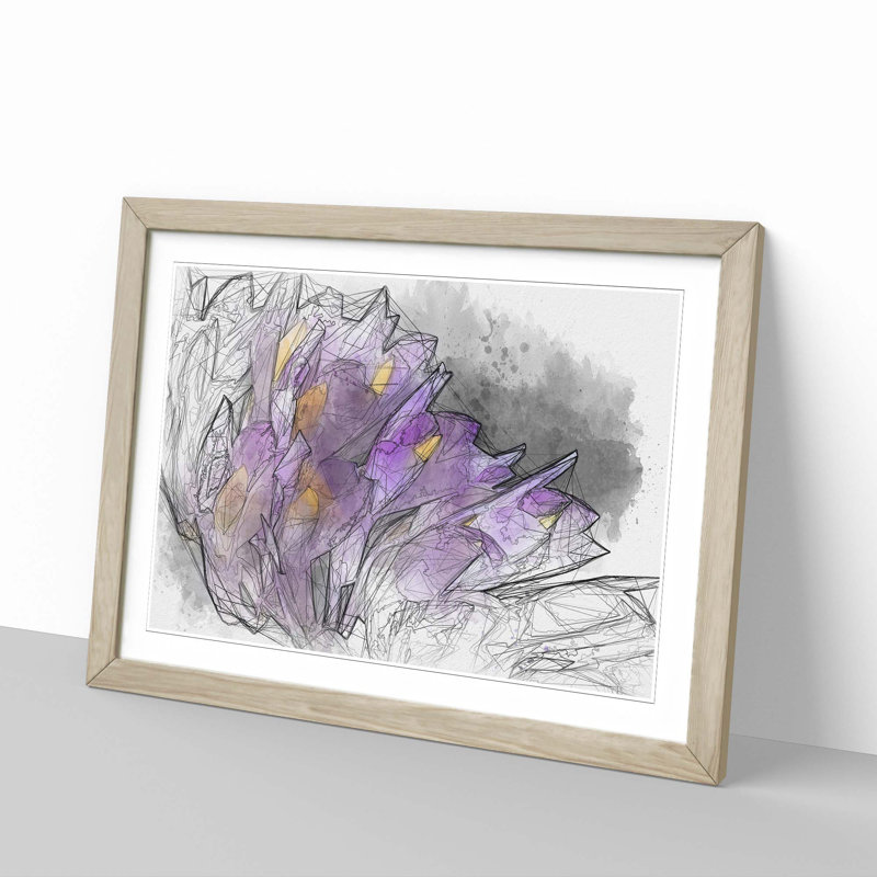 Wild Purple Orchid Flowers in Abstract - Picture Frame Graphic Art Print, Oak, 50cm H x 76cm W x 2cm D