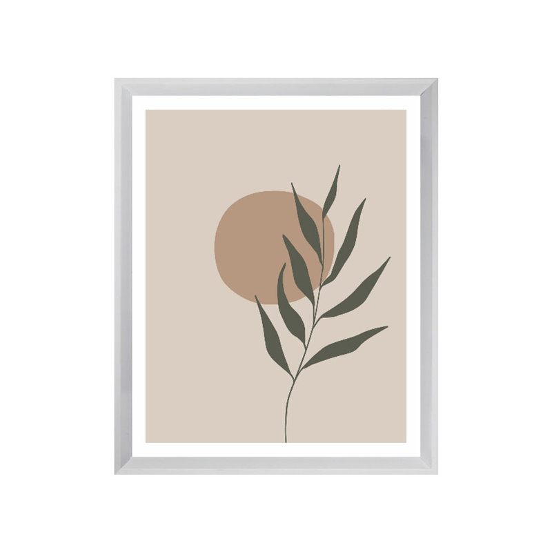 Botanical Leaf Abstract Scandi - Single Picture Frame Print, 136.652 cm H x 111.252 cm W, Matt White