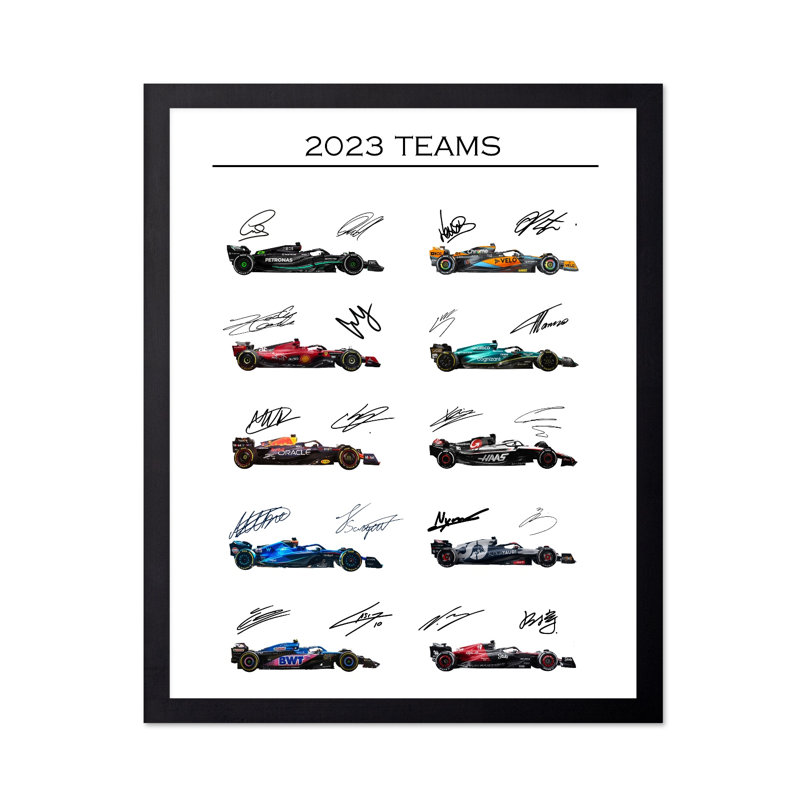 2023 équipes de course automobile, Cadre noir, Poster, 08"H x 10"W