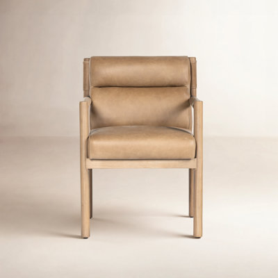 Arbella Upholstered Back Arm Chair in Beige/Natural