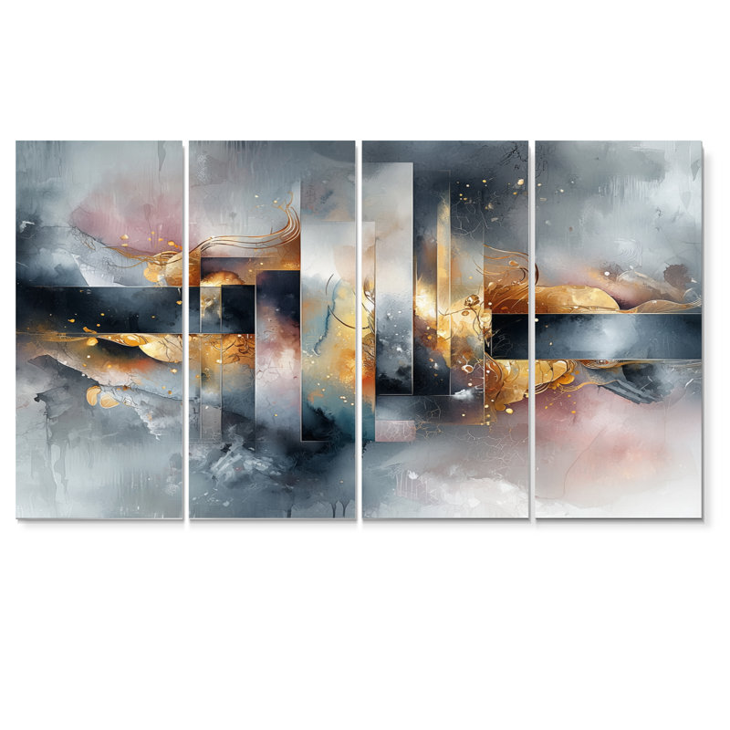 Geometric Ink Pulse III - Constructivism Wall Decor - Art mural moderne, 4, H 28 po x l 48 po