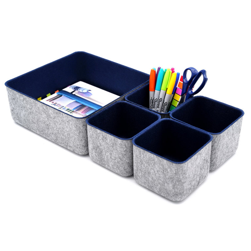Ensemble de rangement H 4,3 po x l 10,2 po x P 10,2 po Anadela, Bleu marine