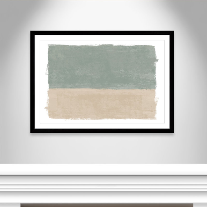 «Sage and Sand I - Landscape Version Print» par Natalie Carpentieri, L 49 po x H 35 po, Matted Print, Noir satiné